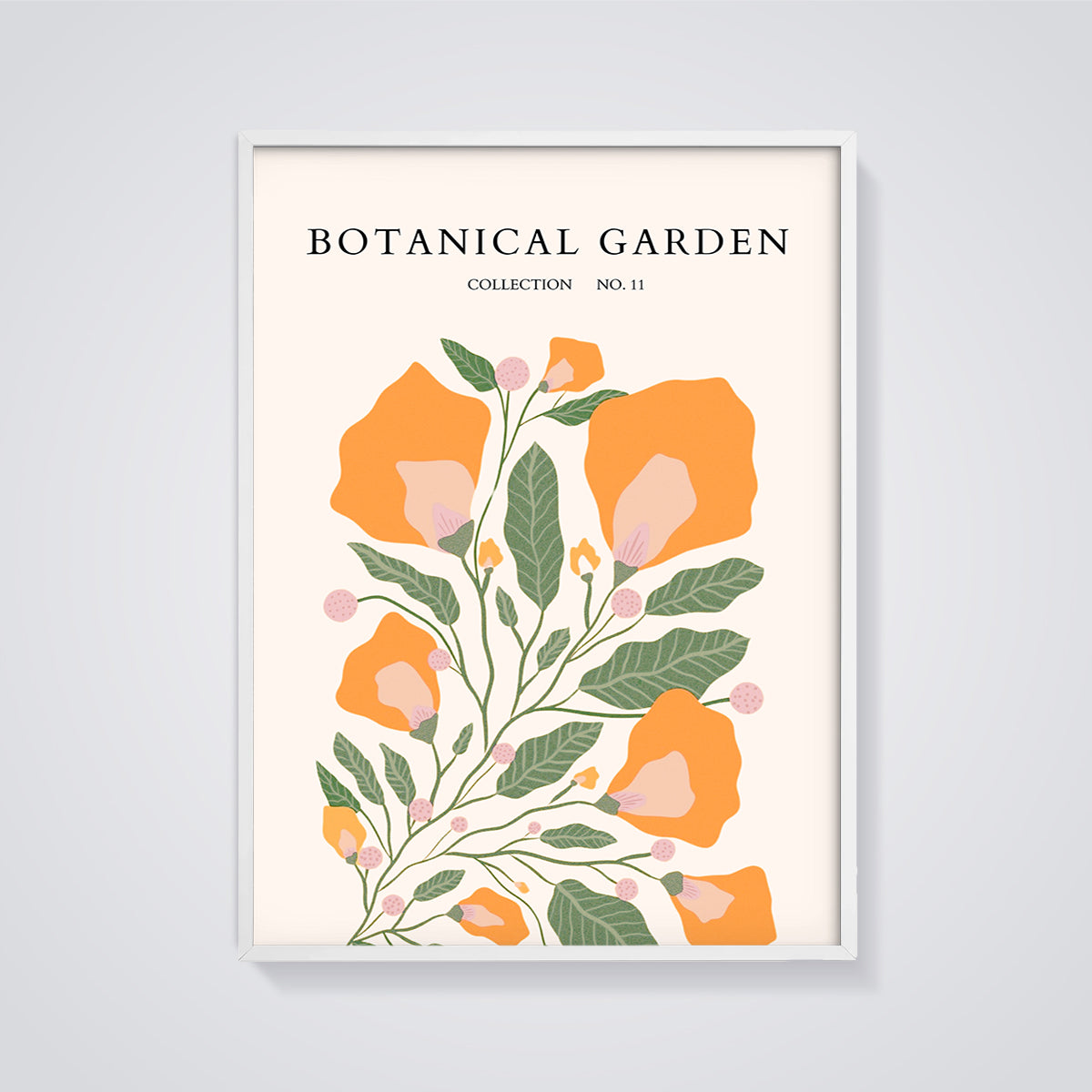 Botanical Garden No. 11 Print framed in white on a grey background