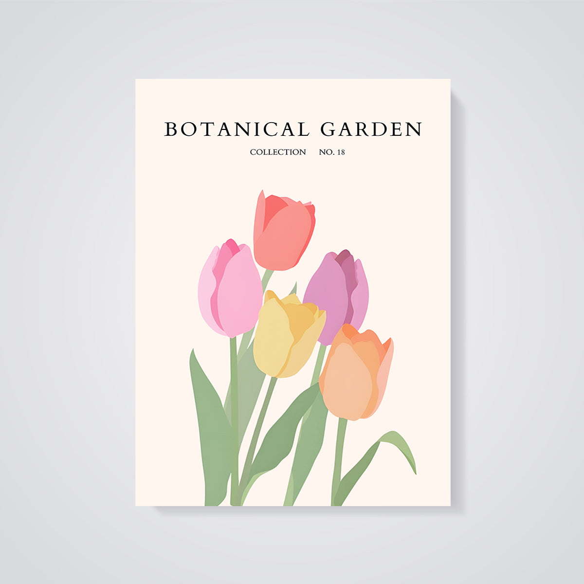 Botanical Garden No. 18 Tulips Print unframed on a grey background