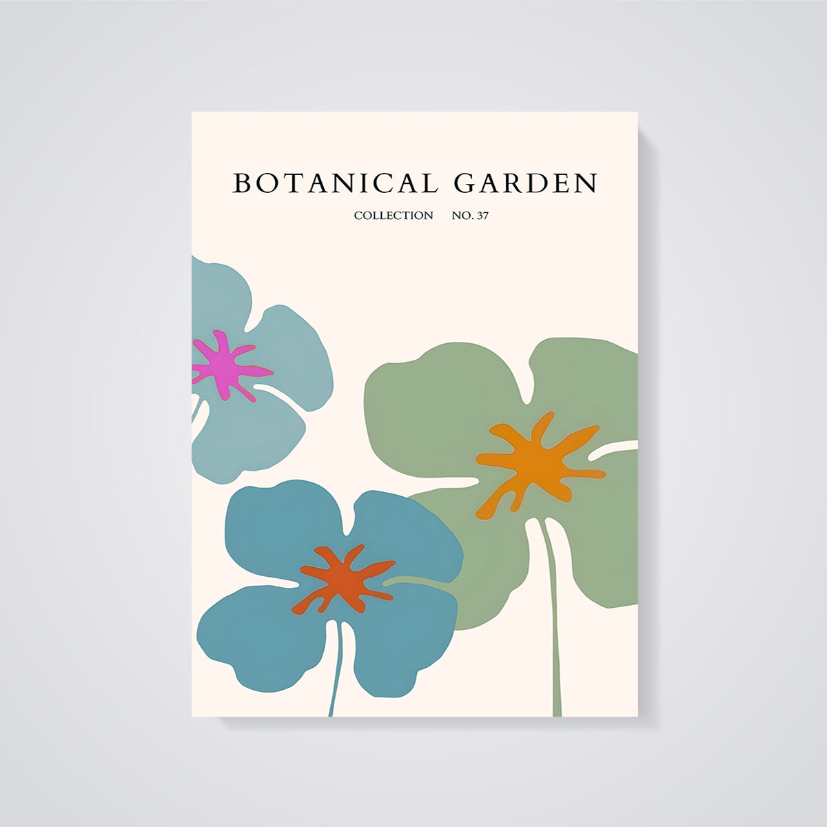 Botanical Garden No. 37 Floral Print unframed on a grey background
