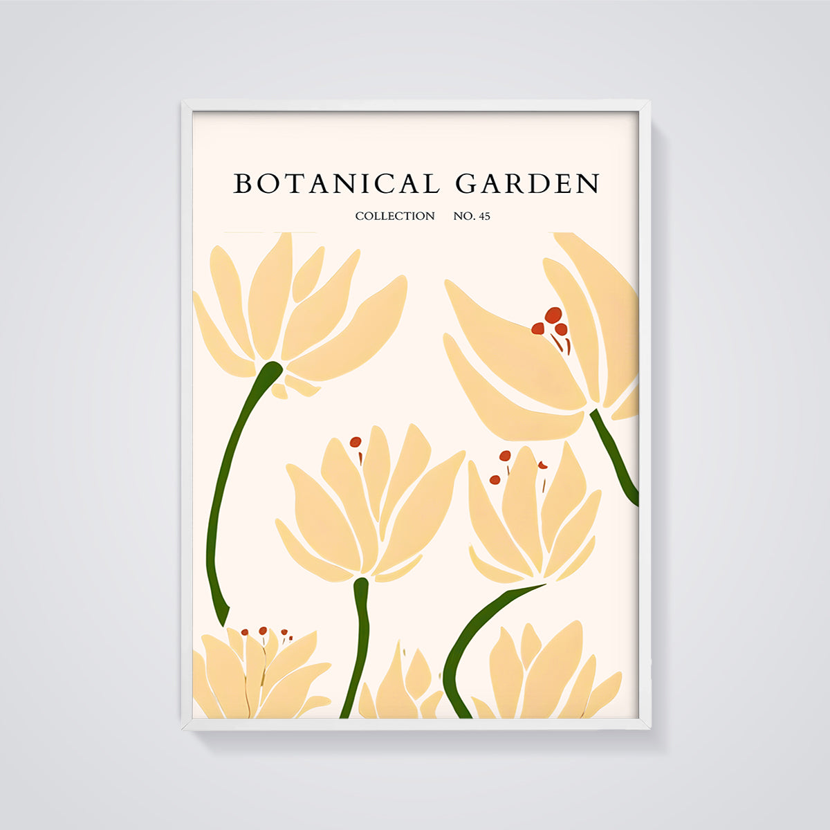 Botanical Garden No. 45 Print framed in white on a grey background
