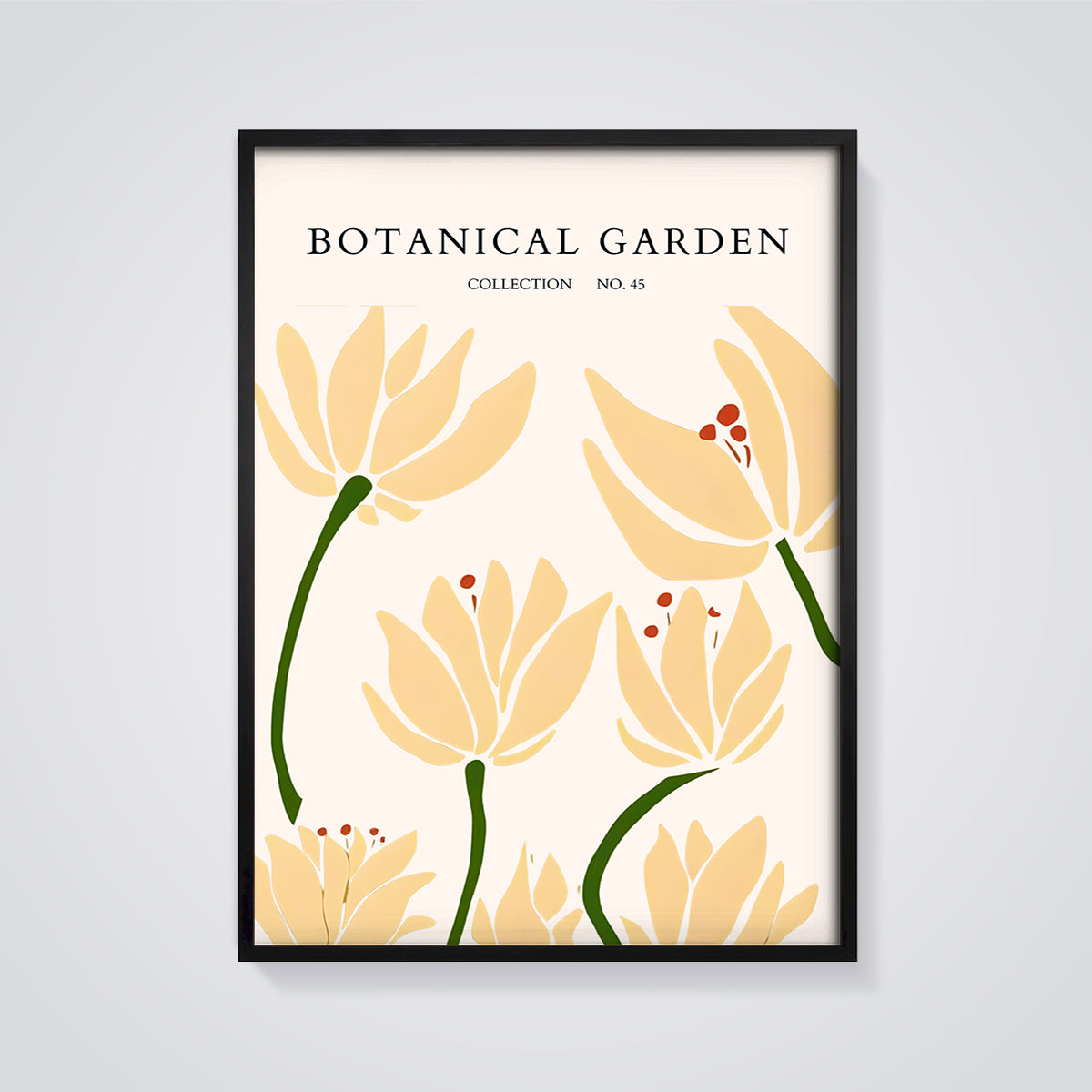 Botanical Garden No. 45 Print framed in black on a grey background