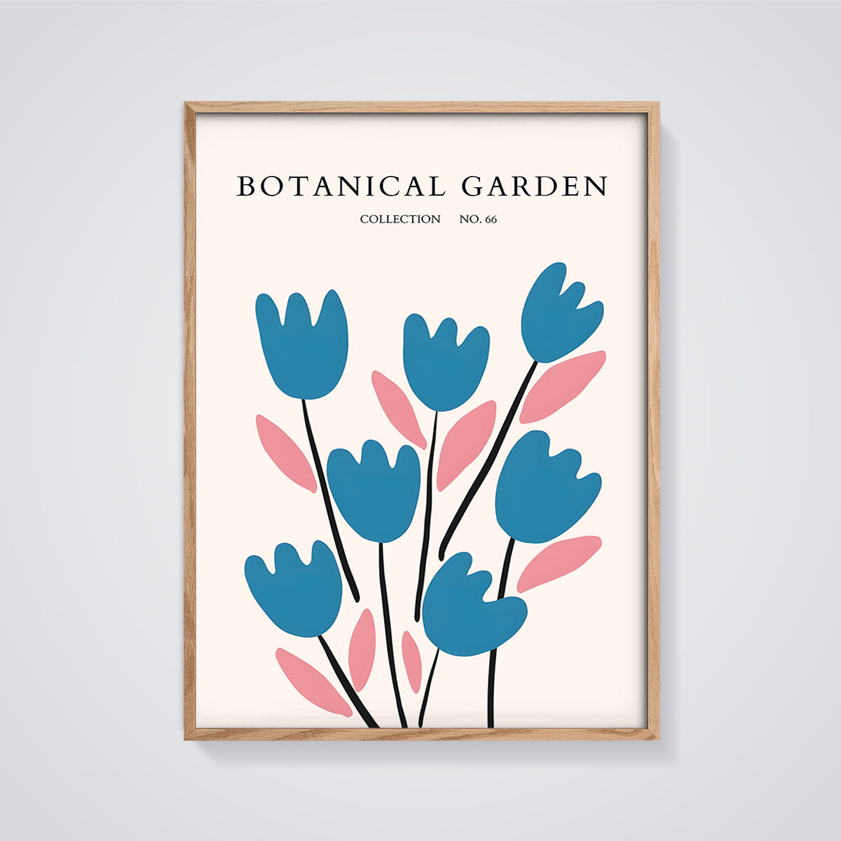 Botanical Garden No. 66 Print framed in oak on a grey background