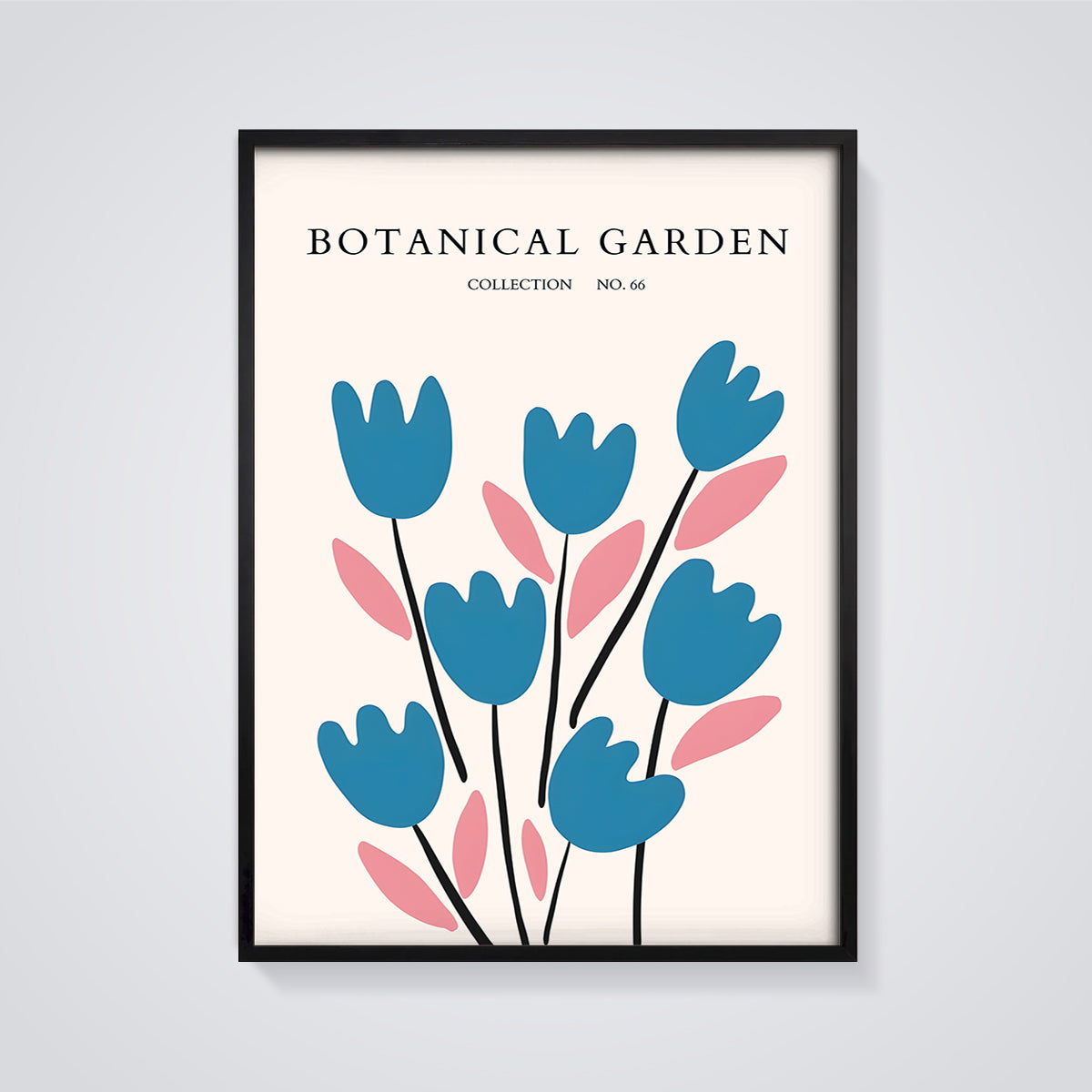 Botanical Garden No. 66 Print framed in black on a grey background