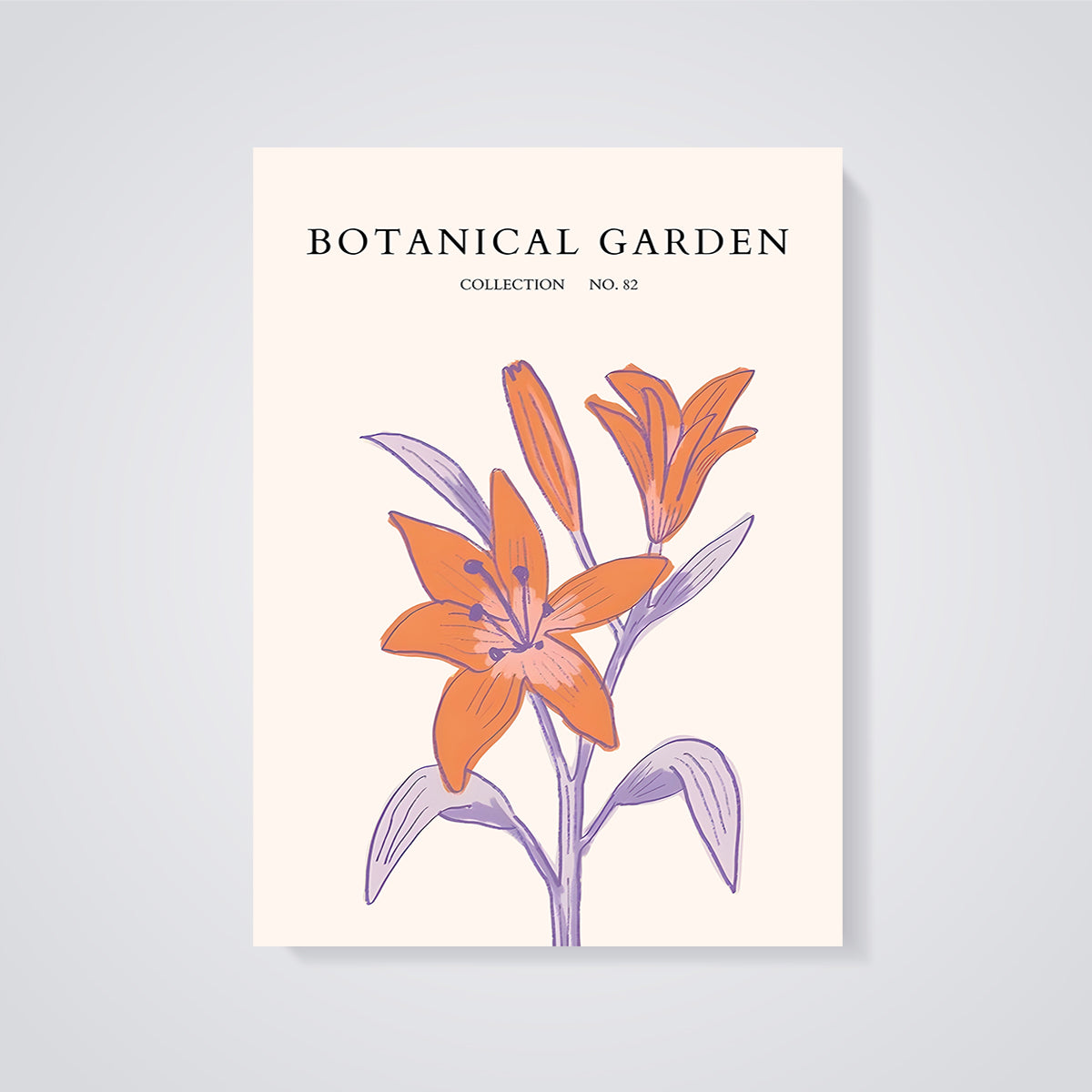 Botanical Garden No. 82 Lily Print unframed on a grey background