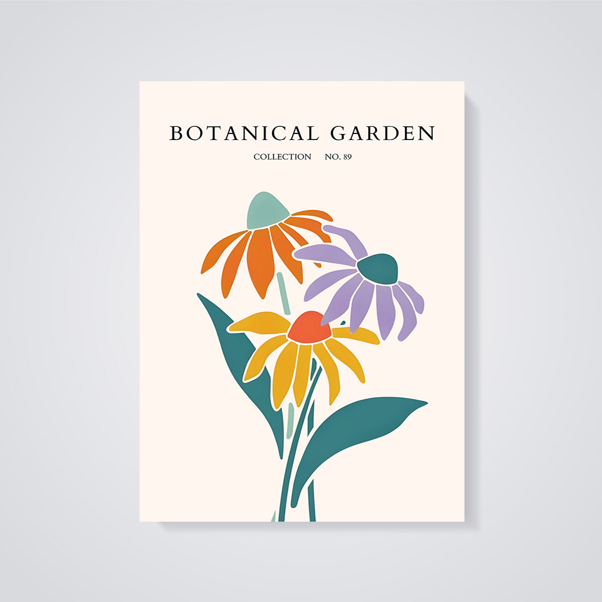 Botanical Garden No. 89 Floral Print unframed on a grey background