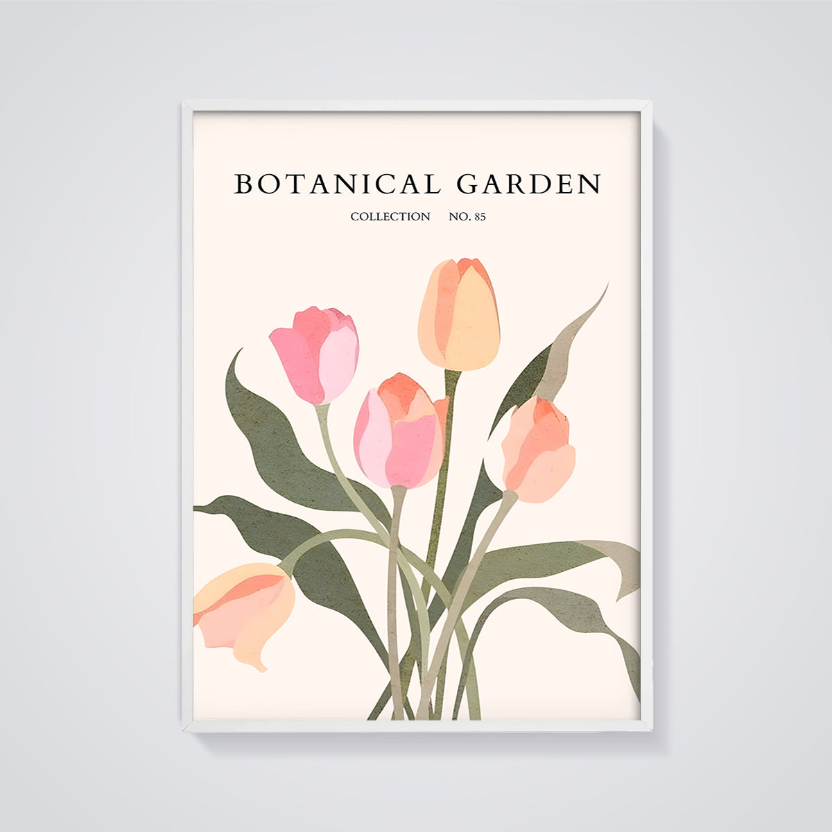 Botanical Garden Tulip Collection No. 85 Print framed in white on a grey background