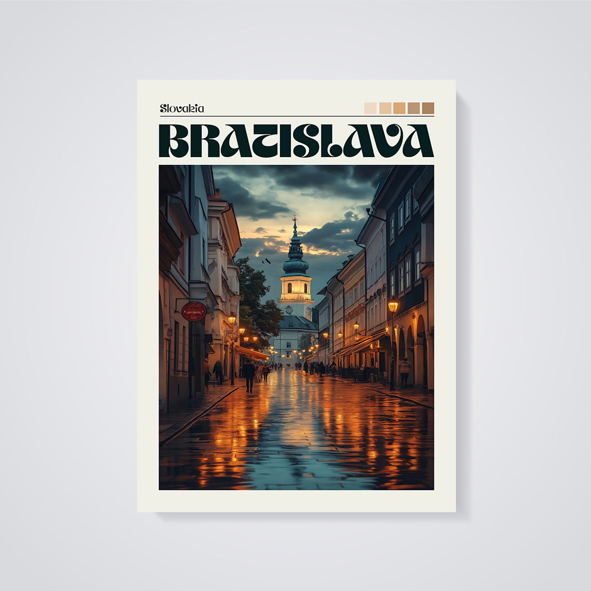 Bratislava Old Town Reflections Print unframed on a grey background