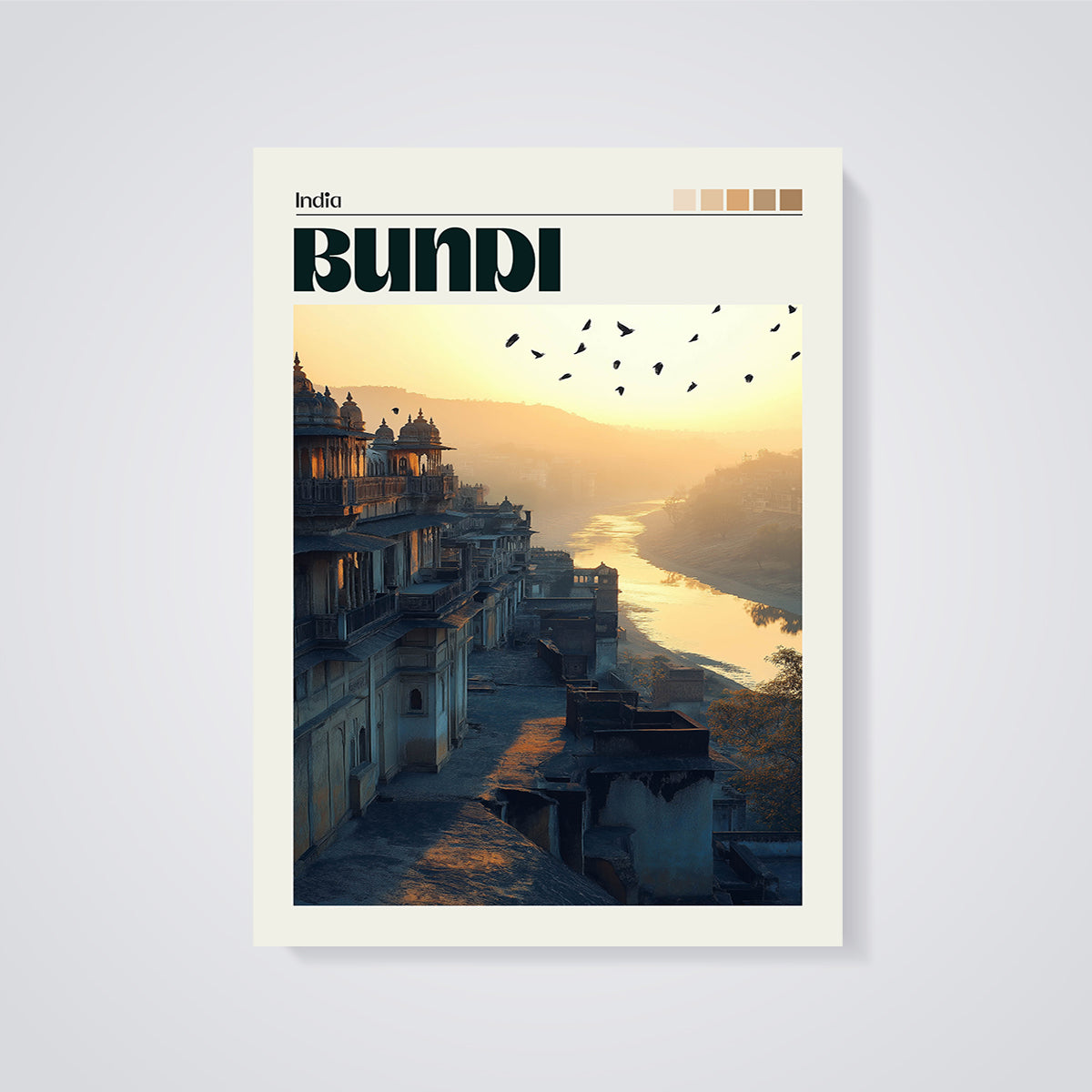 Bundi Golden Hour Print unframed on a grey background