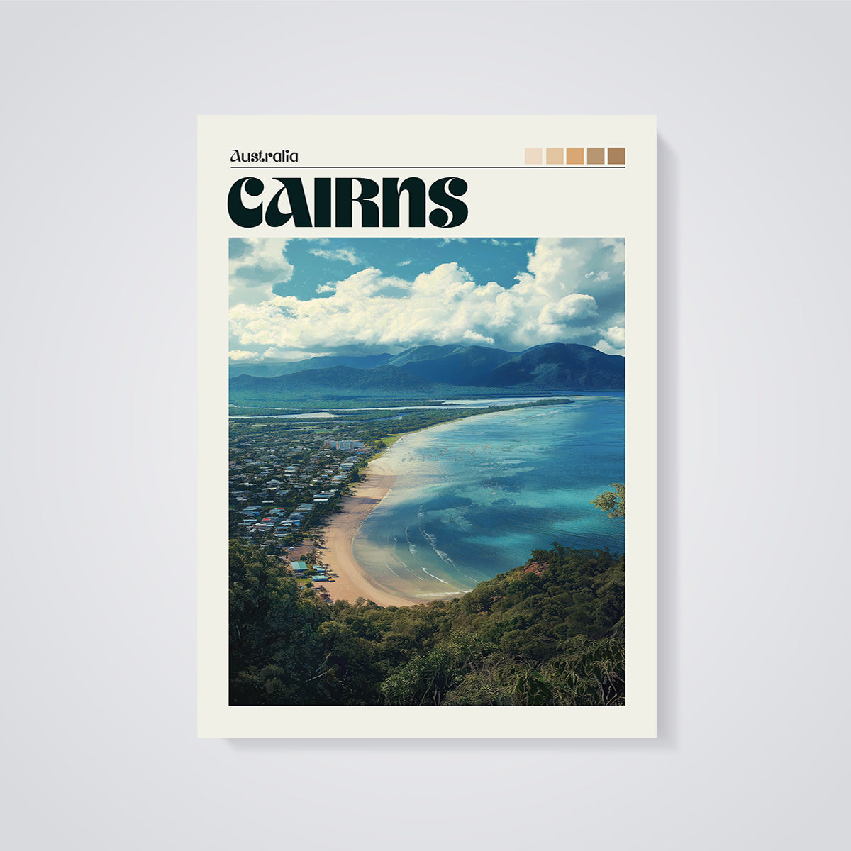 Cairns Australia Coastal Print unframed on a grey background