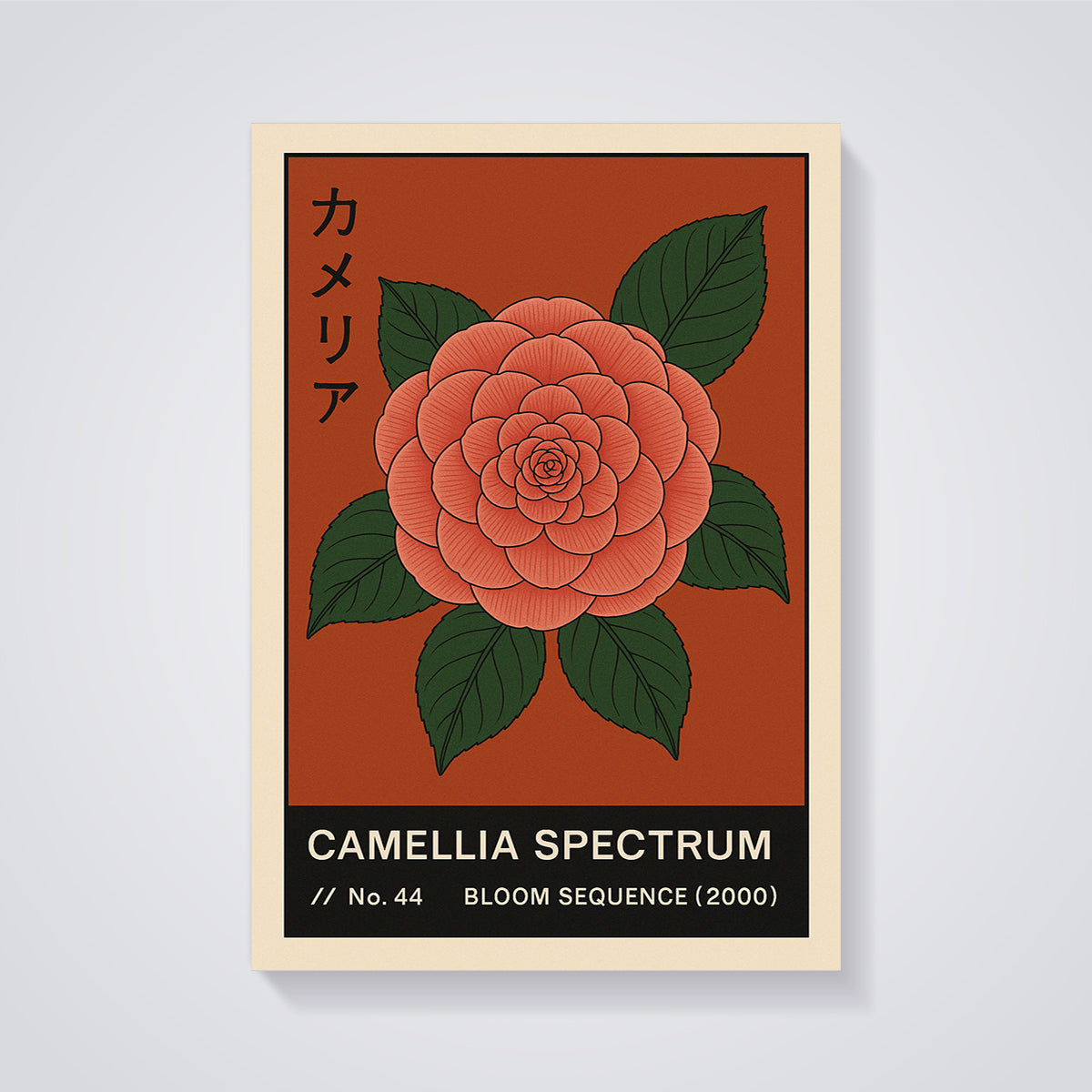 Camellia Spectrum Print unframed on a grey background