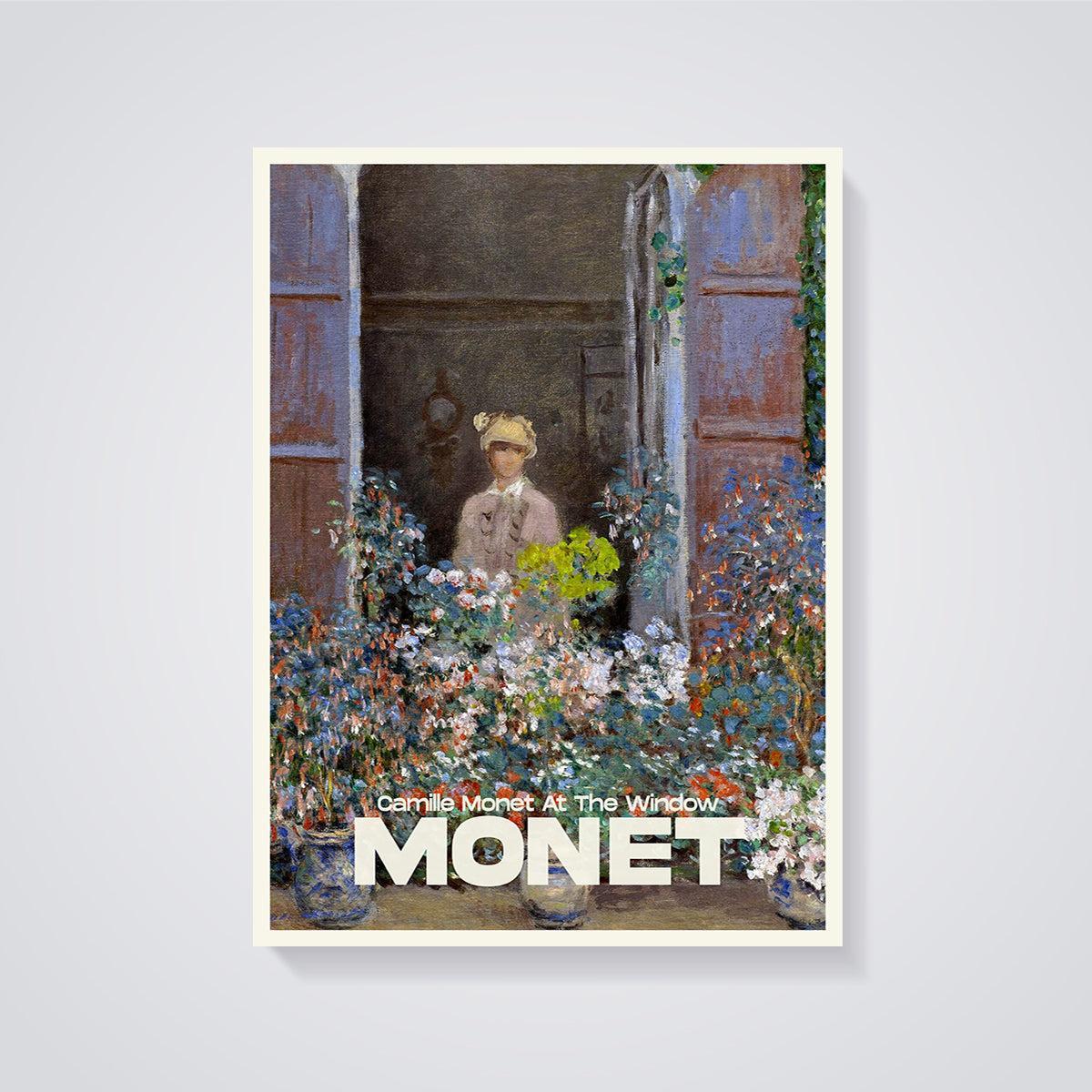 Camille Monet At The Window Print unframed on a grey background