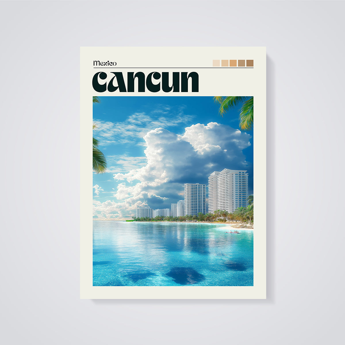 Cancun Mexico Tropical Beach Print unframed on a grey background