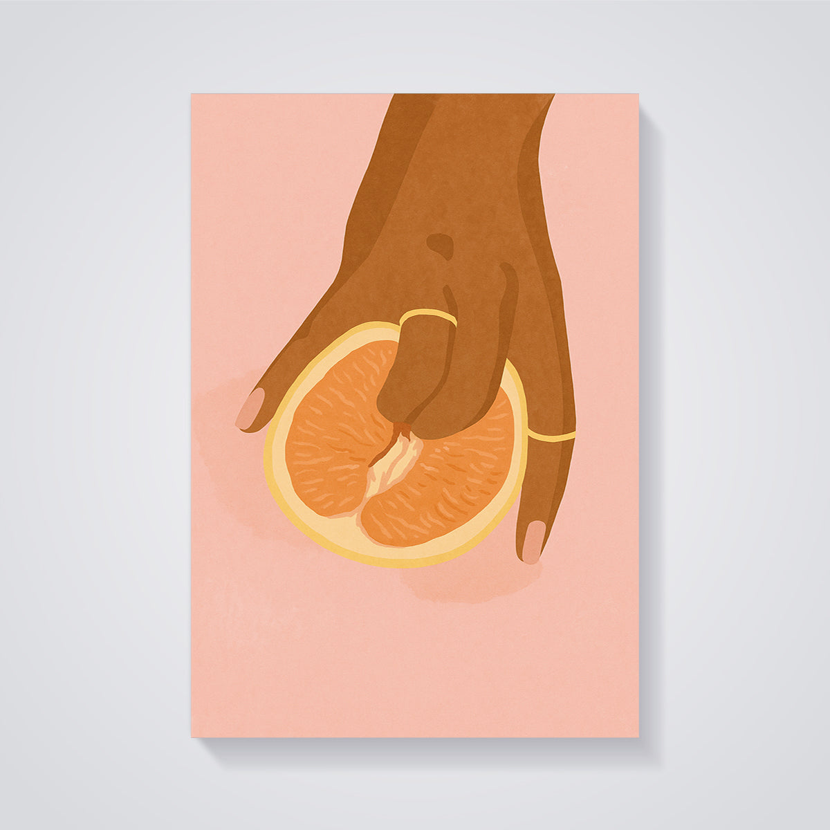 Cheeky Grapefruit Aesthetic Print unframed on a grey background