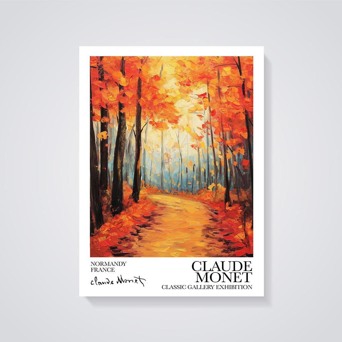 Claude Monet Autumn Forest Path Print unframed on a grey background