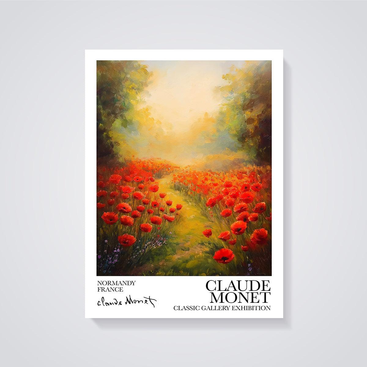 Claude Monet Normandy Poppy Field Print unframed on a grey background
