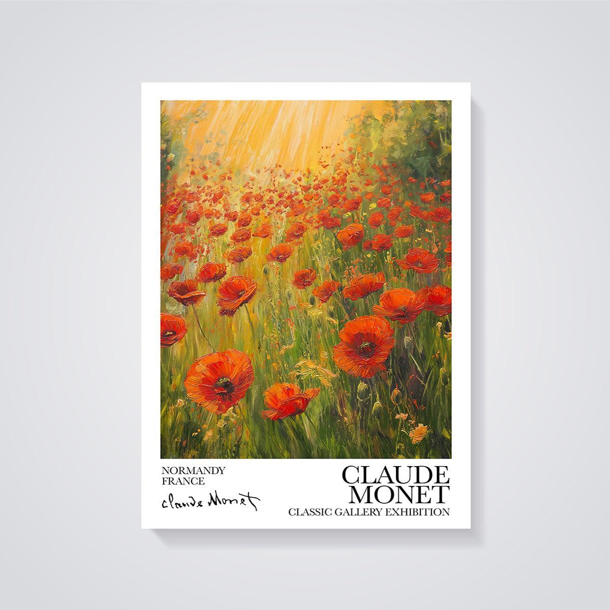 Claude Monet Poppy Field Print Aesthetic unframed on a grey background