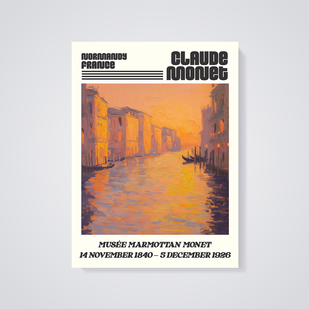 Claude Monet Venice Sunset Print unframed on a grey background