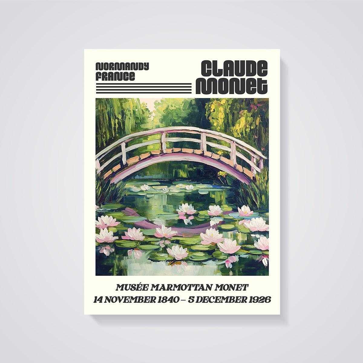 Claude Monet Water Lilies Bridge Print unframed on a grey background