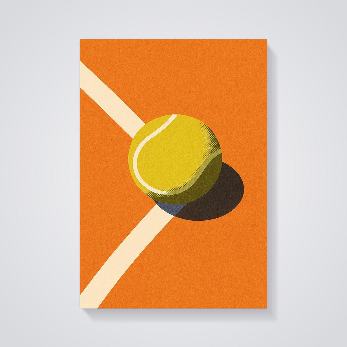 Clay Court Tennis Ball Print unframed on a grey background