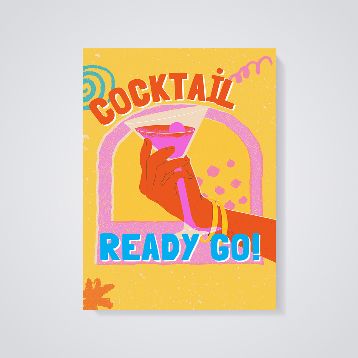 Cocktail Ready Go! Print unframed on a grey background