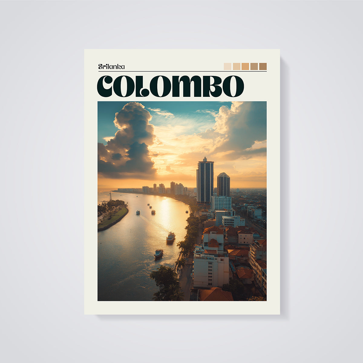 Colombo Sri Lanka Sunset Print unframed on a grey background