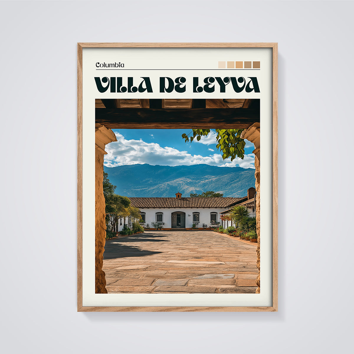 Columbia Villa de Leyva Print framed in oak on a grey background