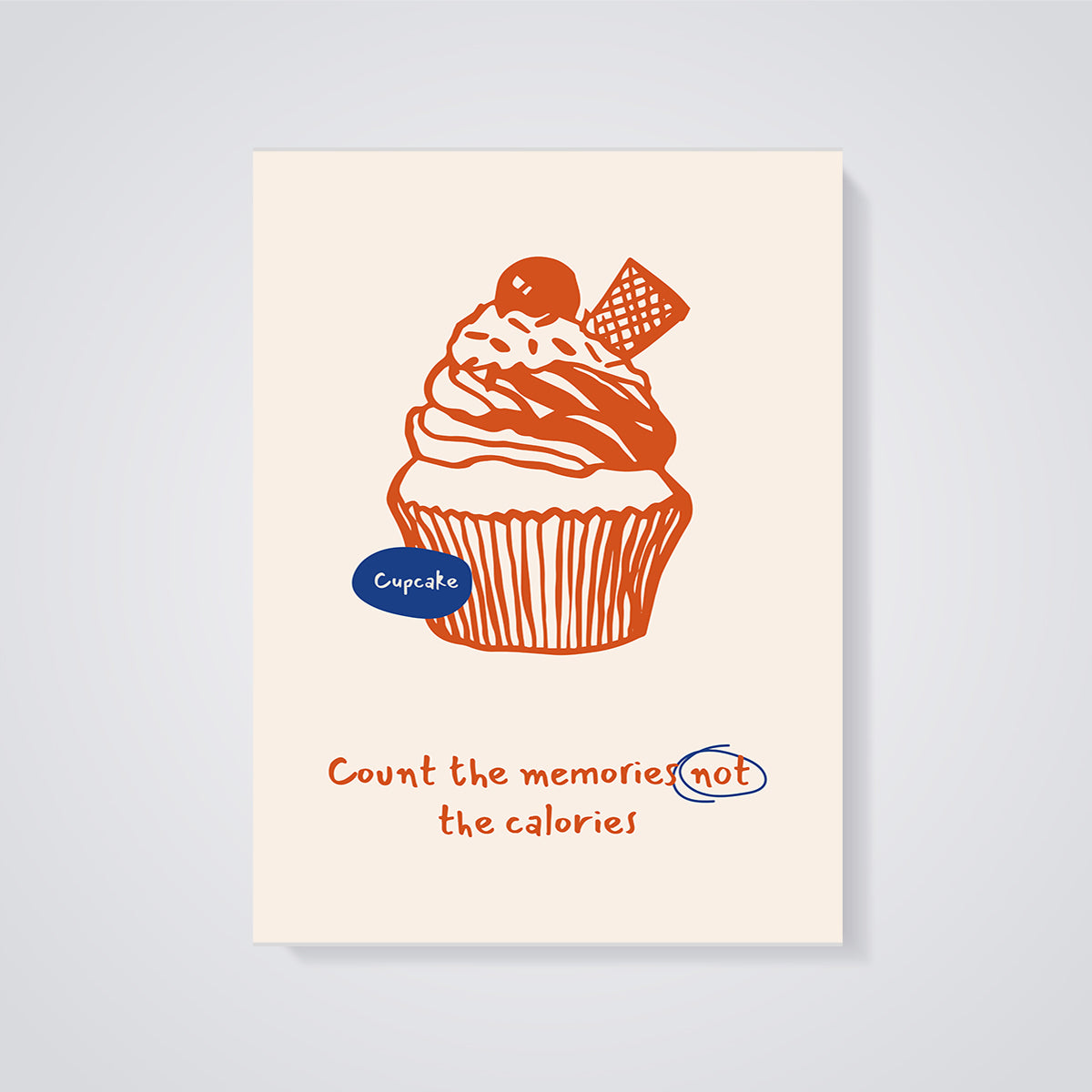 Count the Memories Cupcake Print unframed on a grey background