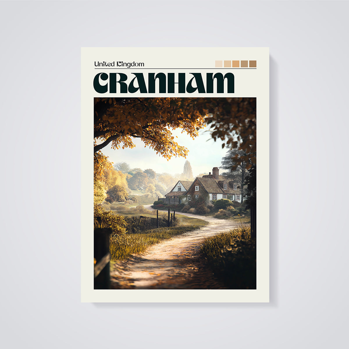 Cranham Countryside Path Print unframed on a grey background