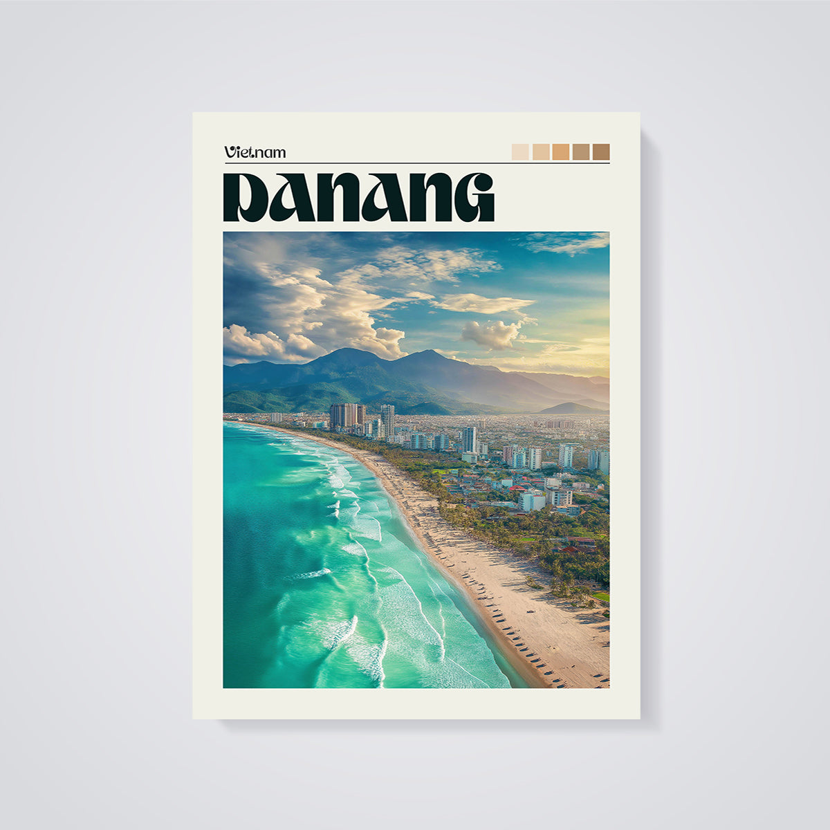 Da Nang Coastal City Print unframed on a grey background