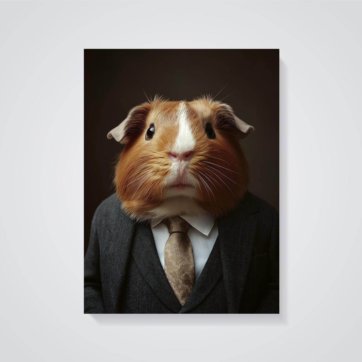 Dapper Guinea Pig Print unframed on a grey background