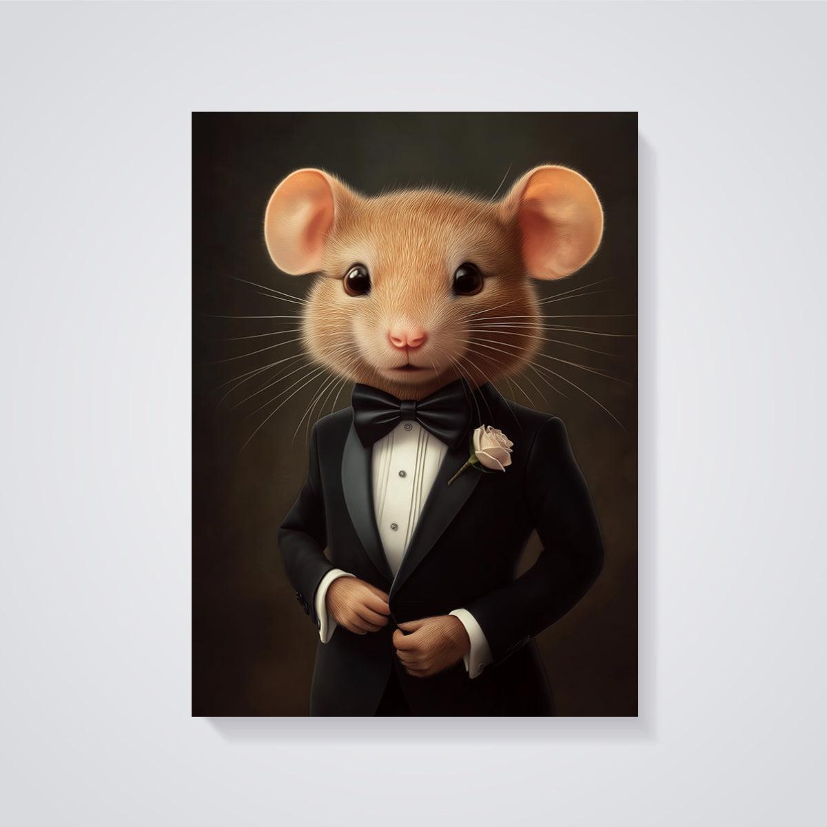 Dapper Mouse Tuxedo Print unframed on a grey background