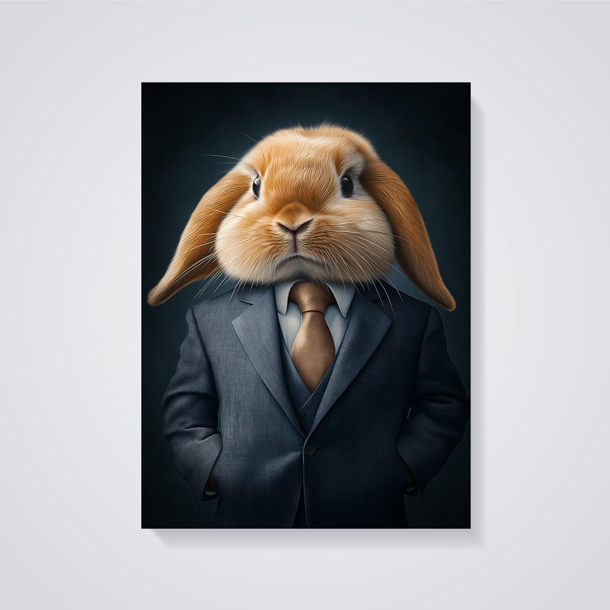 Dapper Rabbit Print unframed on a grey background