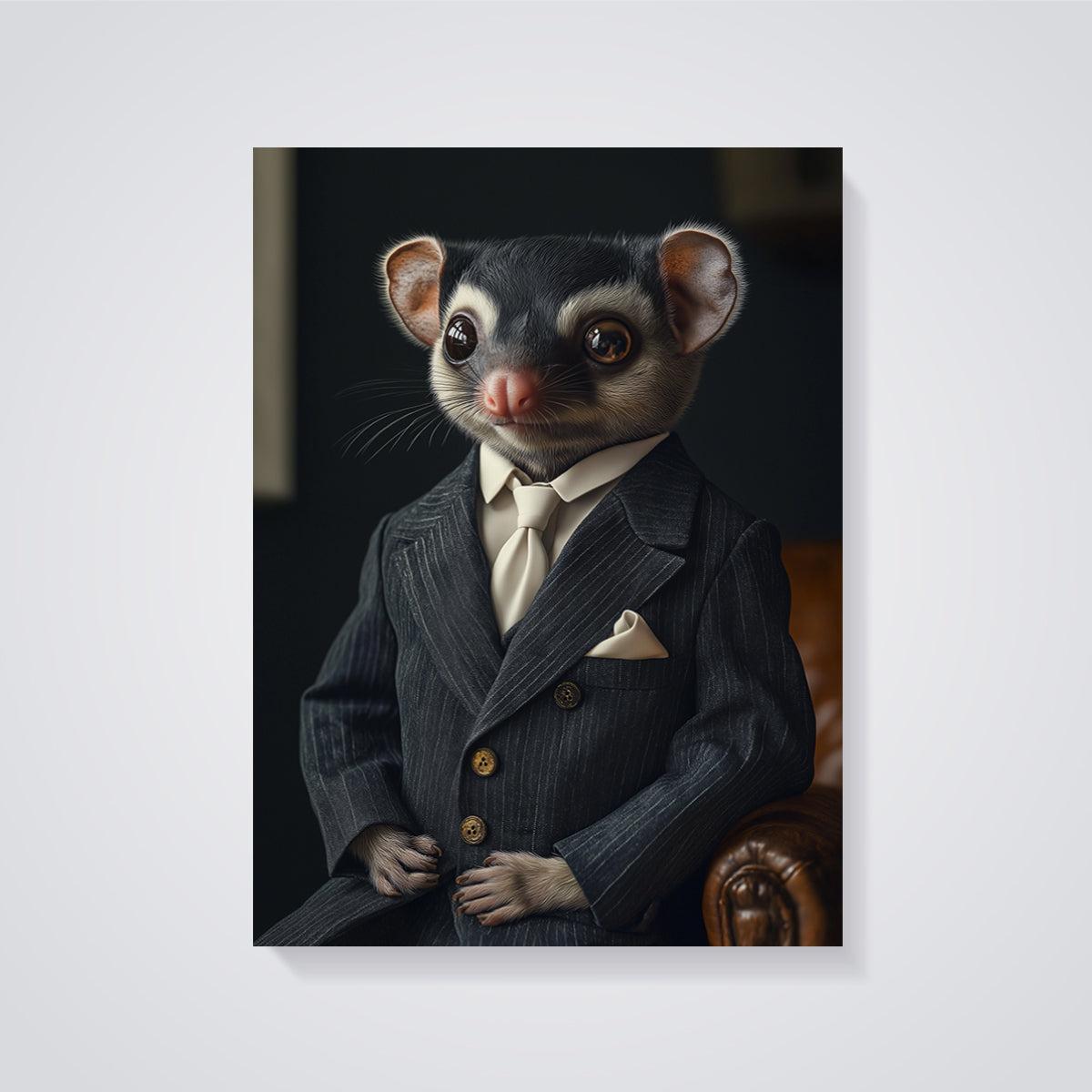 Dapper Sugar Glider Print unframed on a grey background