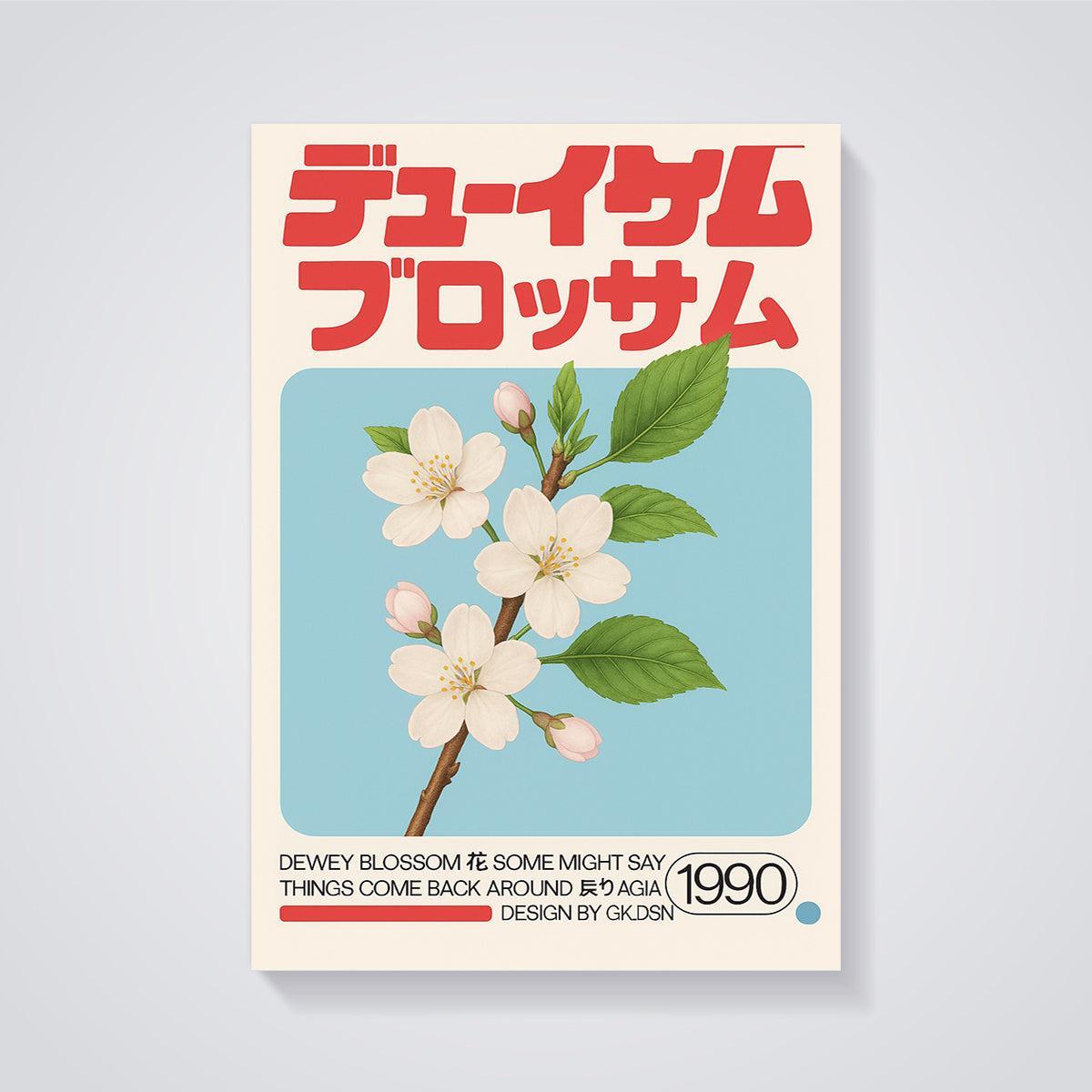 Dewey Blossom Cherry Print unframed on a grey background