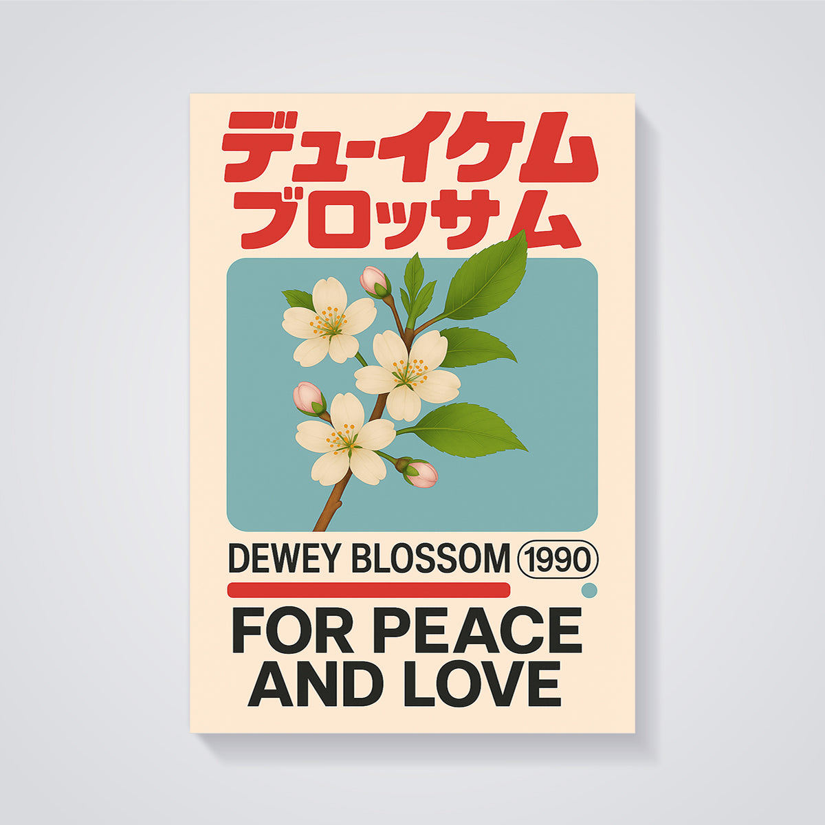 Dewey Blossom Print unframed on a grey background