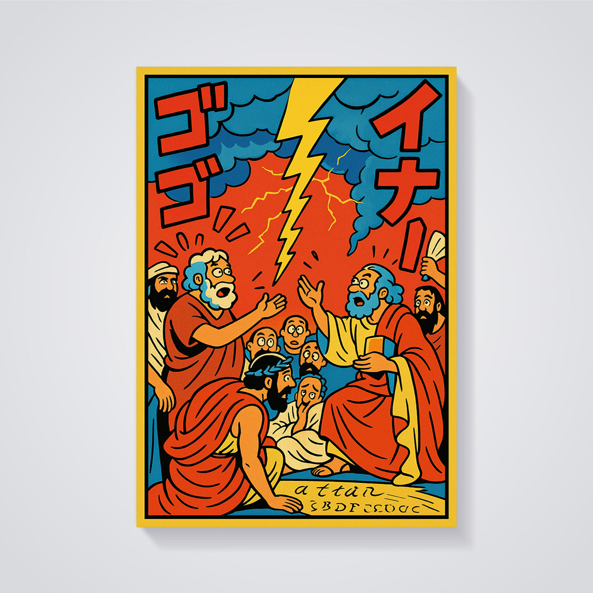 Divine Intervention Debate Print unframed on a grey background