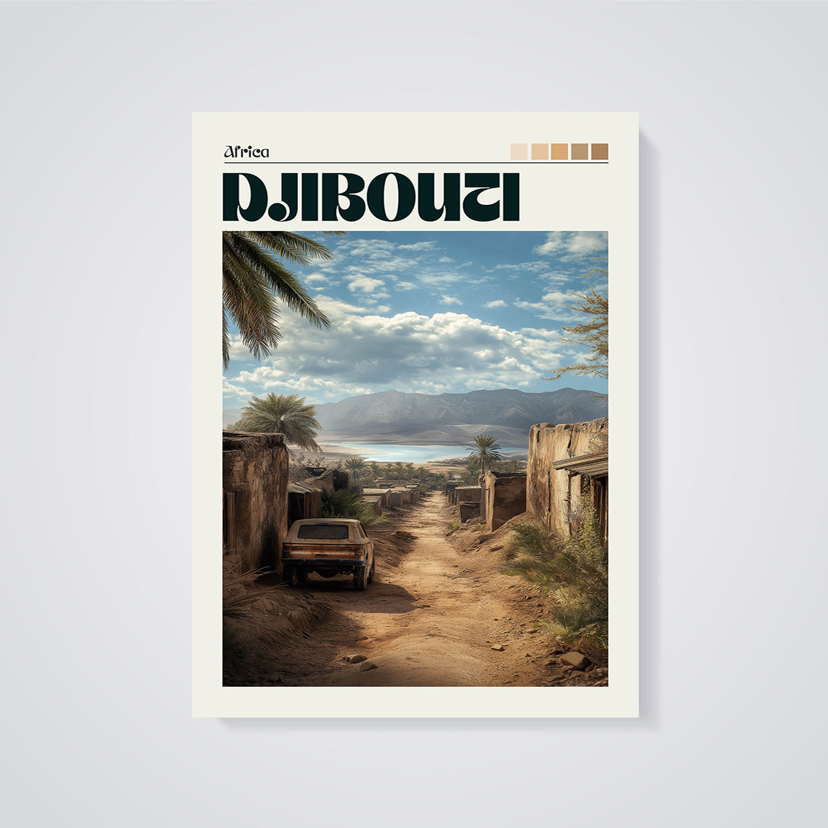 Djibouti Dusty Road Print unframed on a grey background