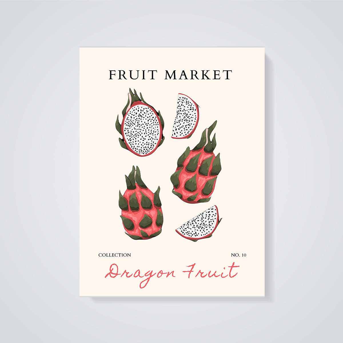 Dragon Fruit Market Print unframed on a grey background