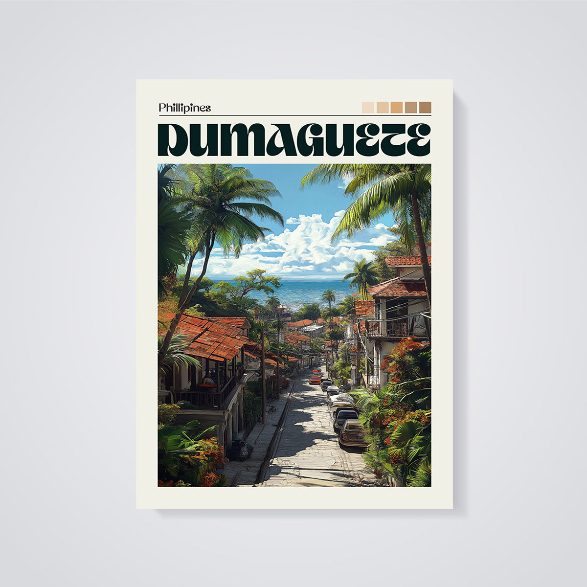 Dumaguete Coastal Street Print unframed on a grey background