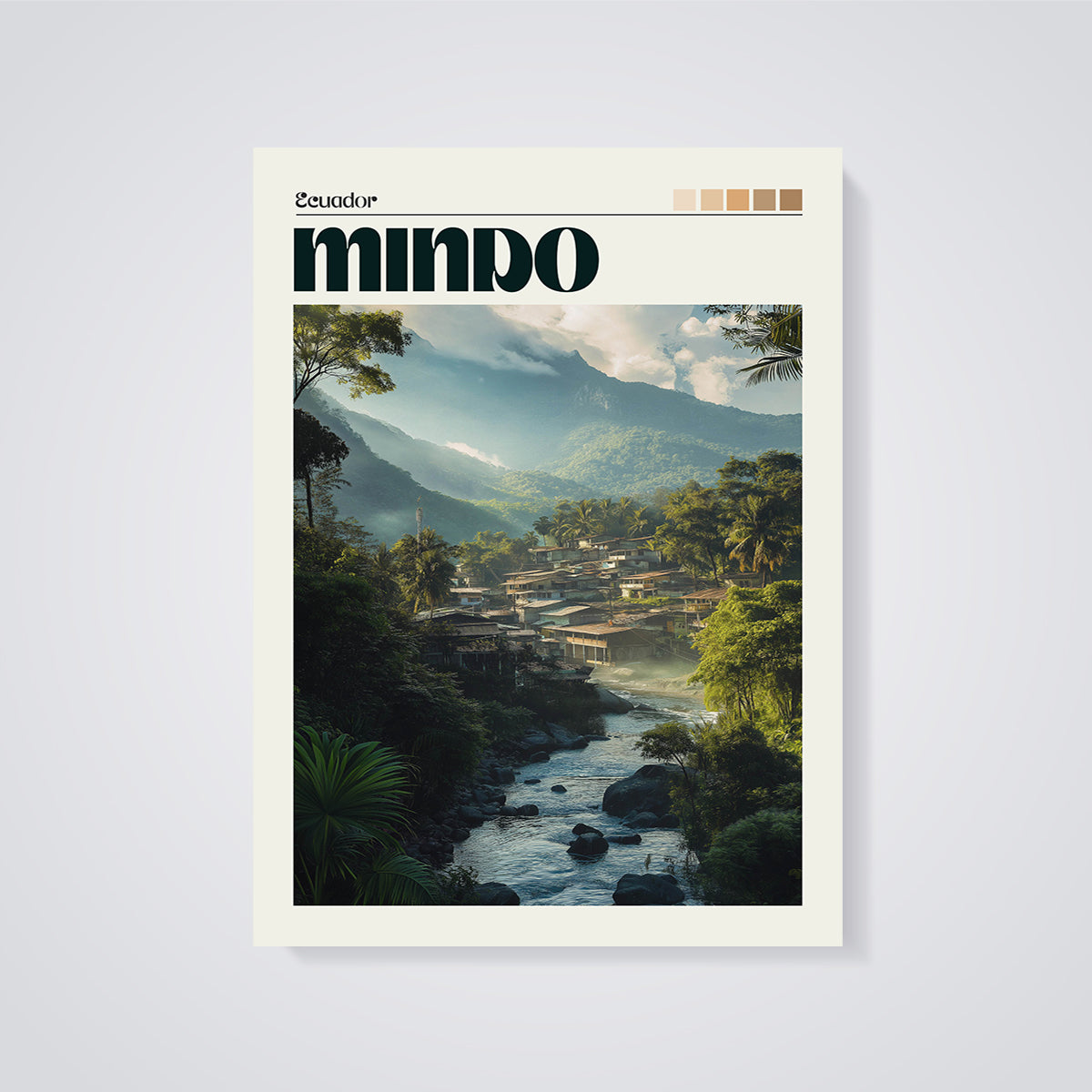 Ecuador Mindo Valley Print unframed on a grey background