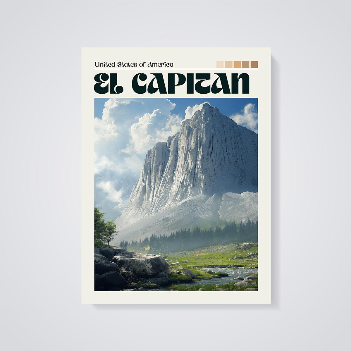 El Capitan Mountain Print unframed on a grey background