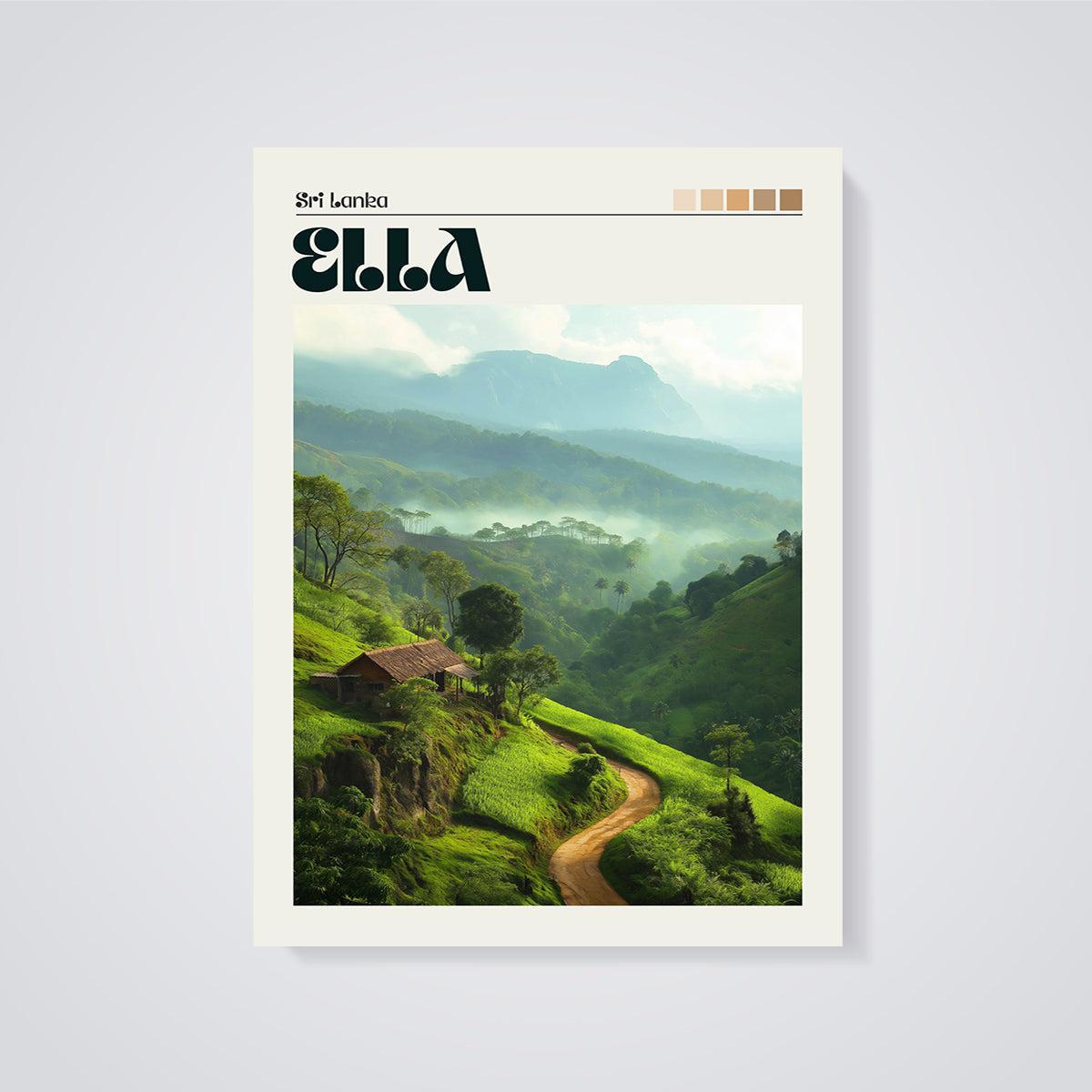 Ella Sri Lanka Misty Mountains Print unframed on a grey background