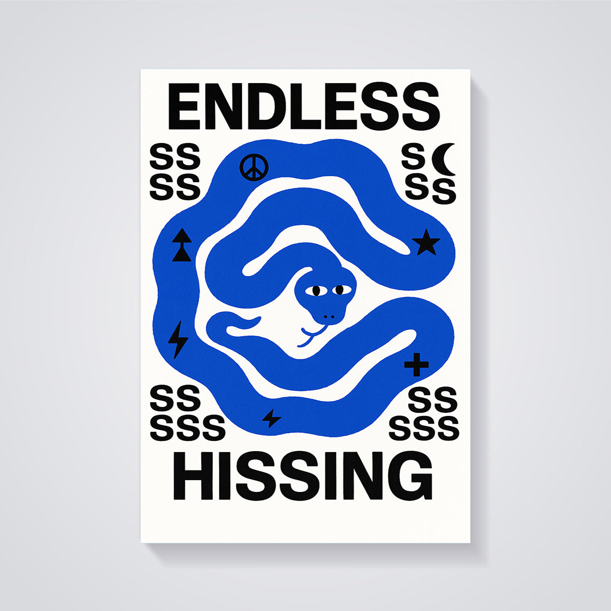 Endless Hissing Snake Print unframed on a grey background