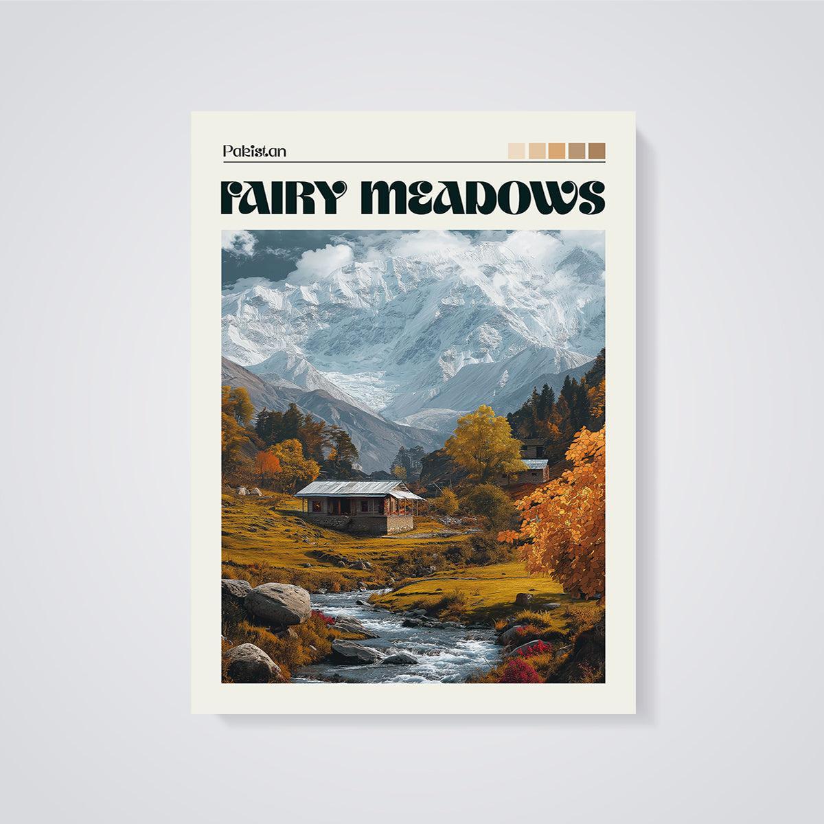 Fairy Meadows Pakistan Print unframed on a grey background