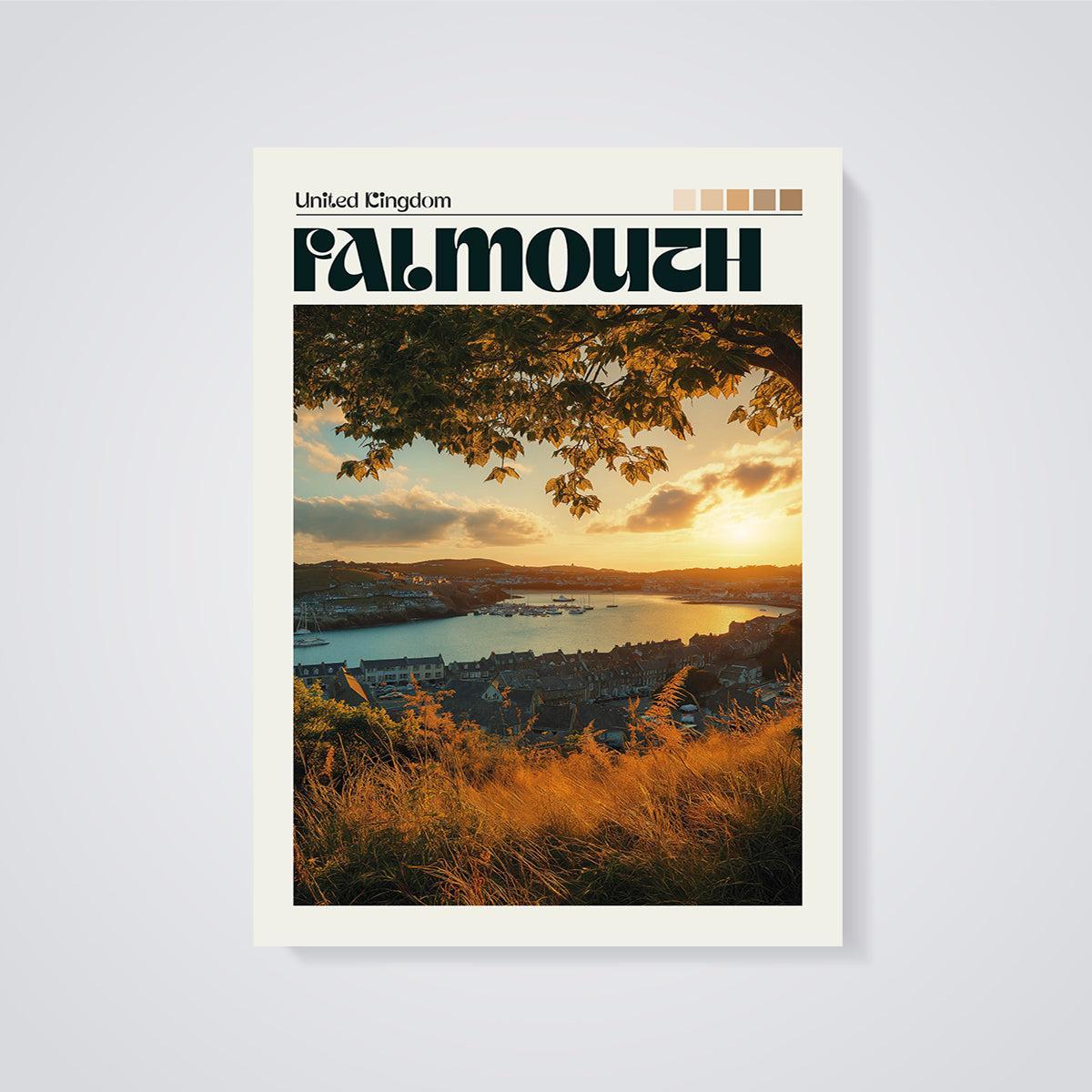 Falmouth Golden Sunset Print unframed on a grey background