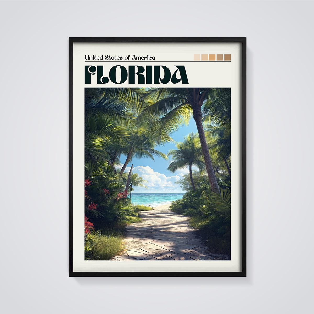 Florida Beach Path Print framed in black on a grey background