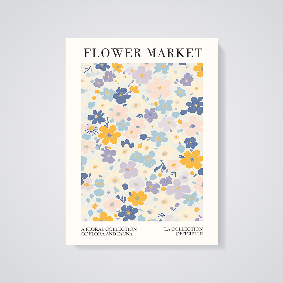 Flower Market Abstract Floral Print Poster unframed on a grey background