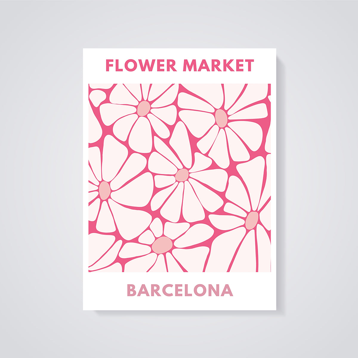 Flower Market Barcelona Print unframed on a grey background
