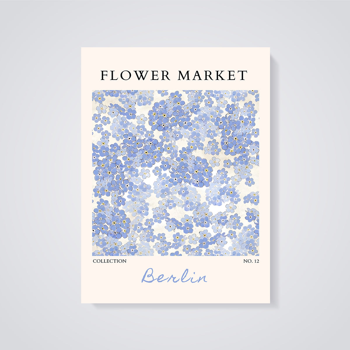 Flower Market Berlin Print unframed on a grey background