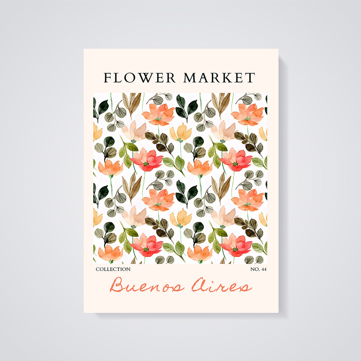 Flower Market Buenos Aires Print unframed on a grey background